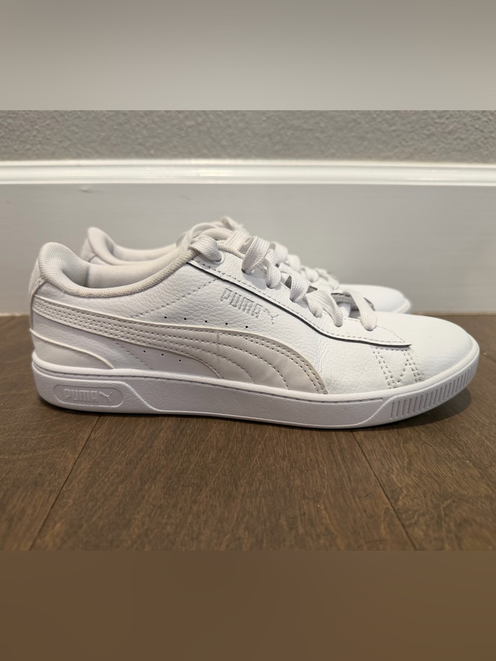 Puma Kids White Low-Top Leather Sneakers
